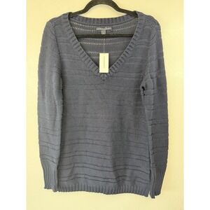 NWT Banana Republic Open Weave Navy‎ Blue V Neck Pullover Sweater Size M